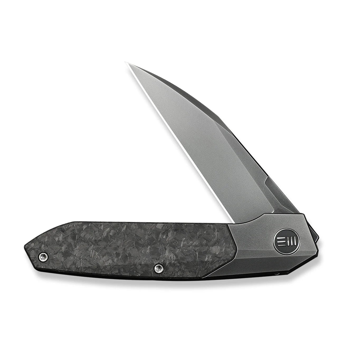 WEKNIFE Brr15 Flipper Knife Polished Gray Titanium Handle With Shredded Carbon Fiber Inlay (3.25" Polished Gray Bohler M390 Blade) WE24007-3 - Image 5