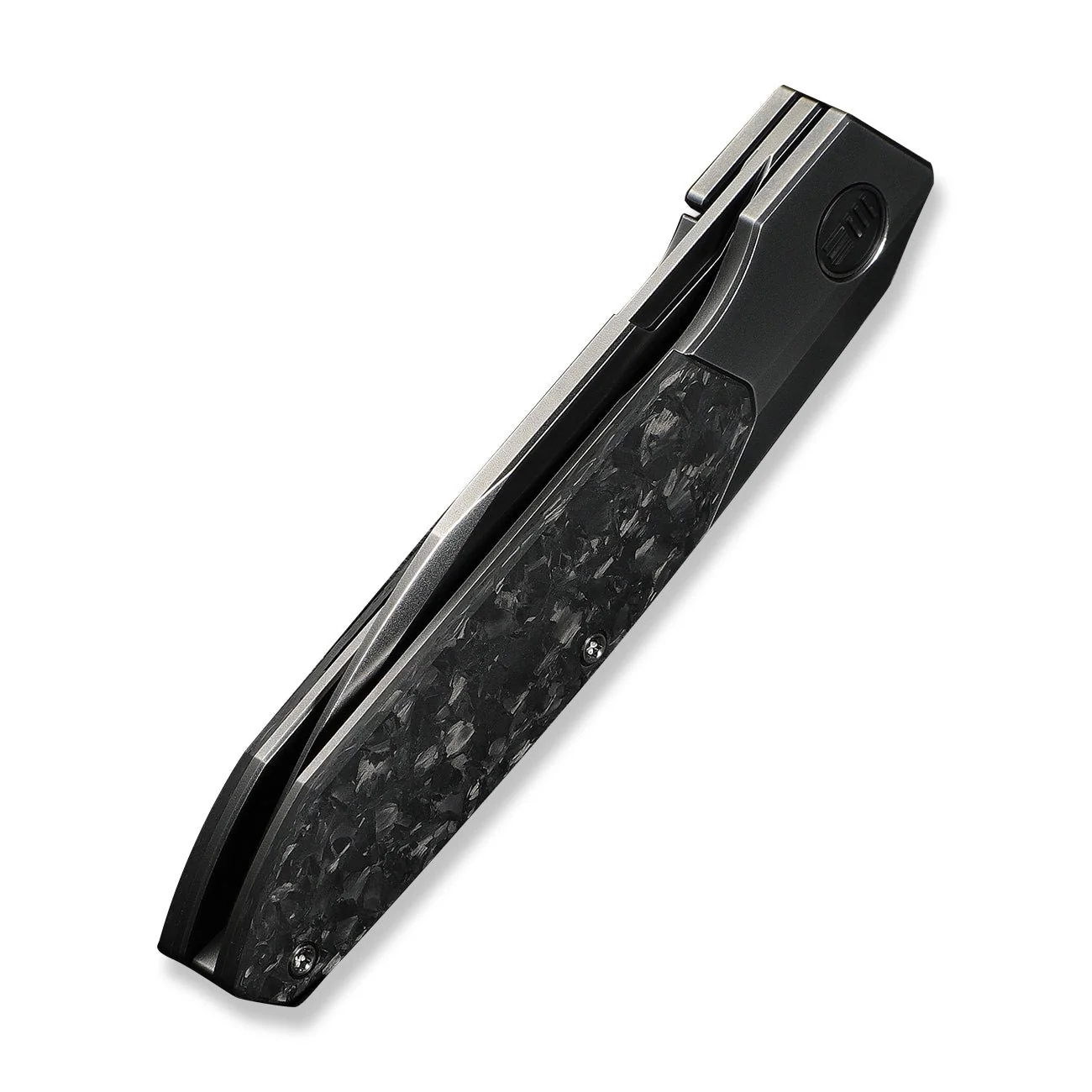 WEKNIFE Brr15 Flipper Knife Polished Gray Titanium Handle With Shredded Carbon Fiber Inlay (3.25" Polished Gray Bohler M390 Blade) WE24007-3 - Image 8