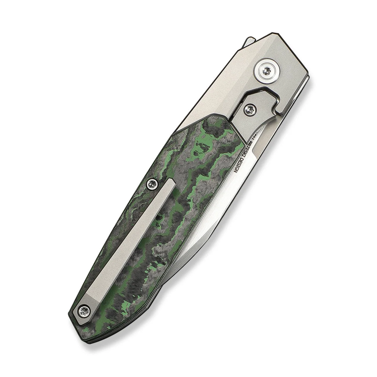 WEKNIFE Brr15 Flipper Knife Gray Titanium Handle With Jungle Wear FatCarbon Fiber Inlay (3.25" Hand Rubbed Satin Bohler M390 Blade) WE24007-4 - Image 7