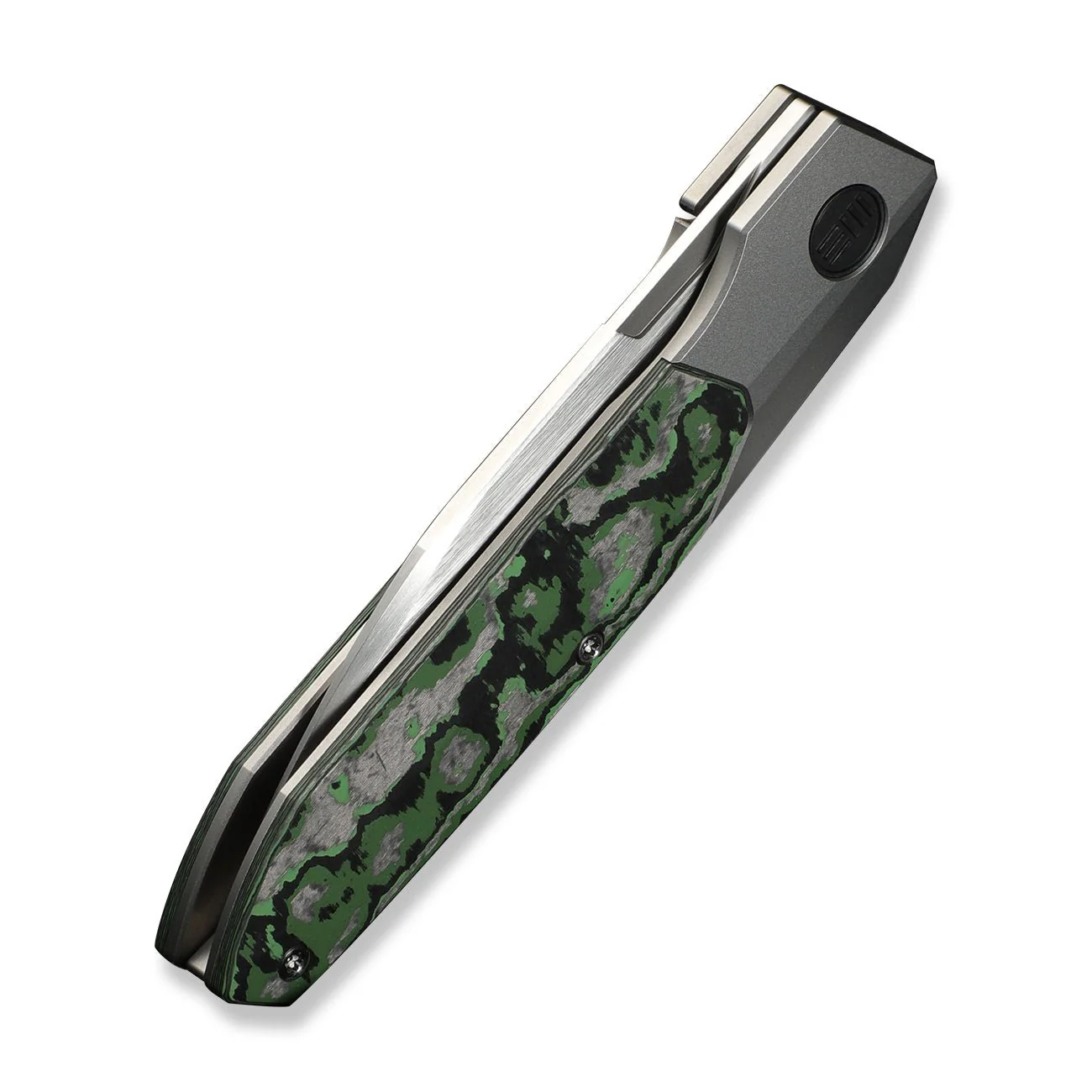 WEKNIFE Brr15 Flipper Knife Gray Titanium Handle With Jungle Wear FatCarbon Fiber Inlay (3.25" Hand Rubbed Satin Bohler M390 Blade) WE24007-4 - Image 8