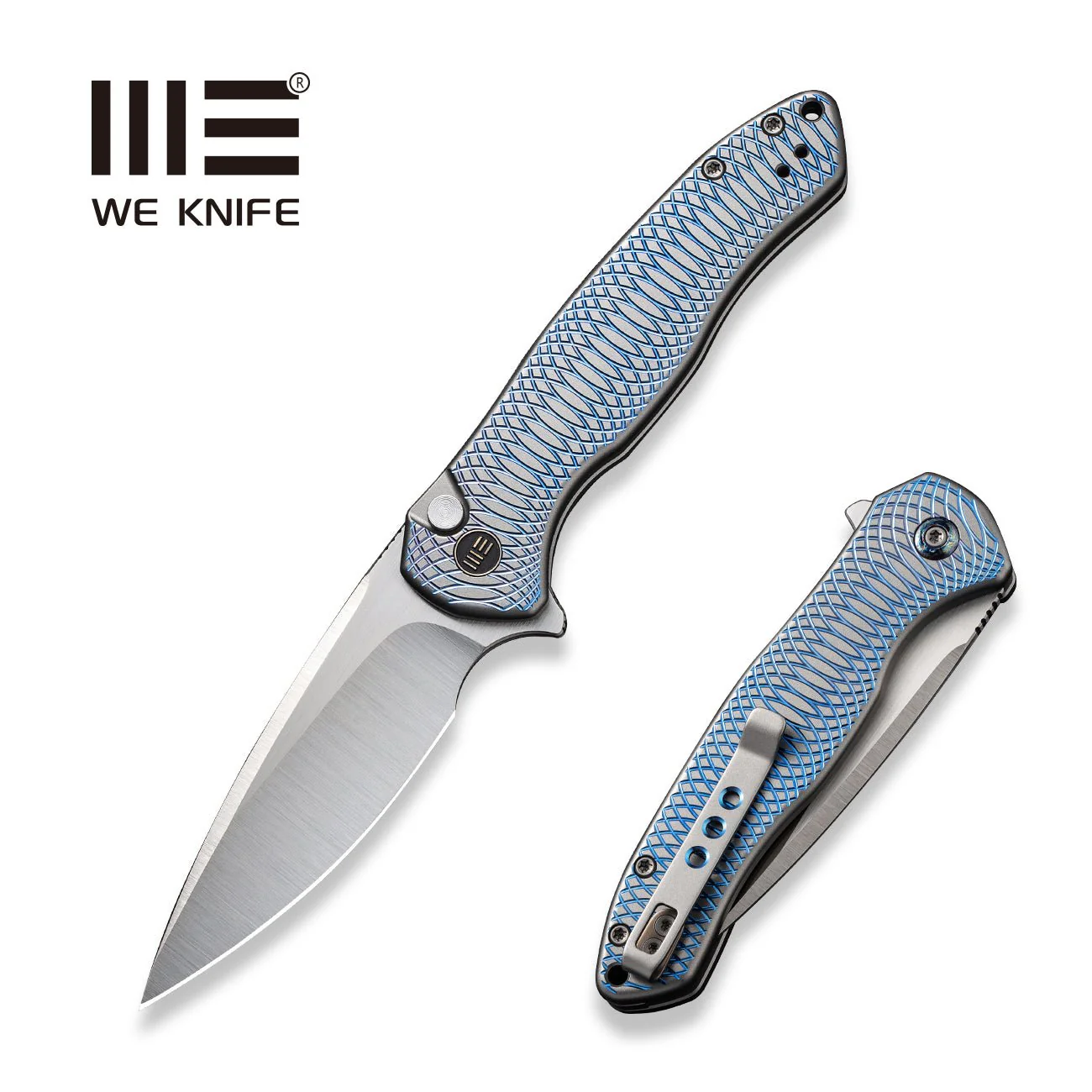 WEKNIFE Button Lock Kitefin Flipper Knife Titanium Handle (3.22" CPM 20CV Blade) WE19002M-3