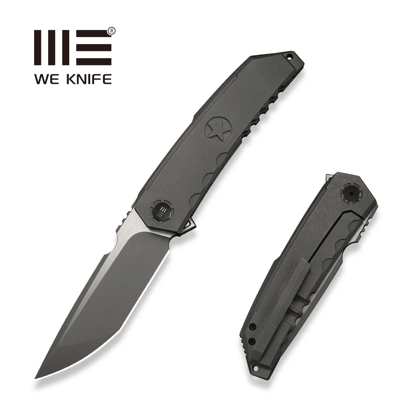 WEKNIFE Capstan Flipper Knife Gray Titanium Handle (3.91" Gray Stonewashed Bohler M390 Blade, Satin Flat) WE24047-2