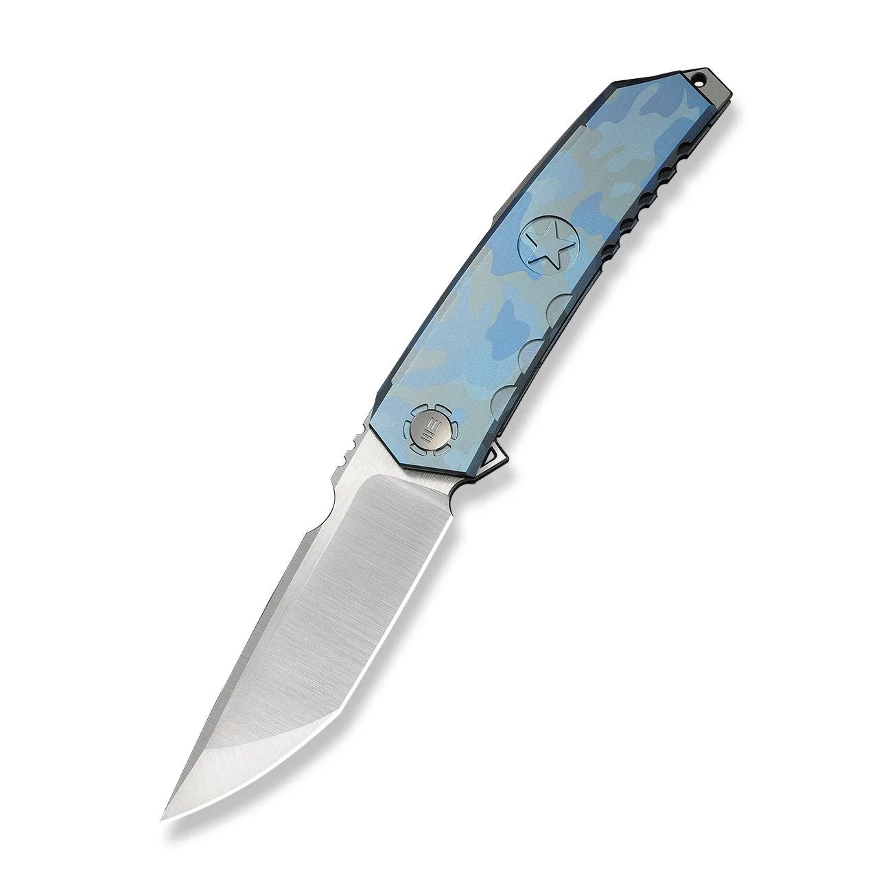 WEKNIFE Capstan Flipper Knife Blue Terrain Titanium Handle (3.91" Hand Polished Satin Bohler M390 Blade) WE24047-3 - Image 3