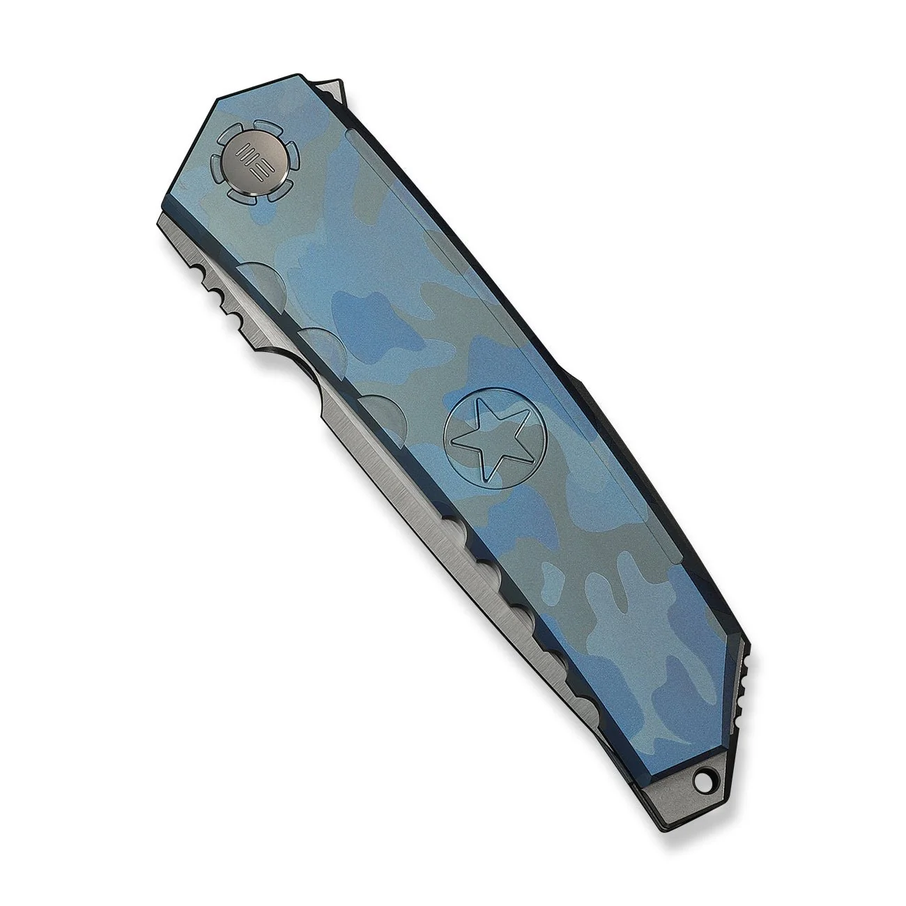 WEKNIFE Capstan Flipper Knife Blue Terrain Titanium Handle (3.91" Hand Polished Satin Bohler M390 Blade) WE24047-3 - Image 6