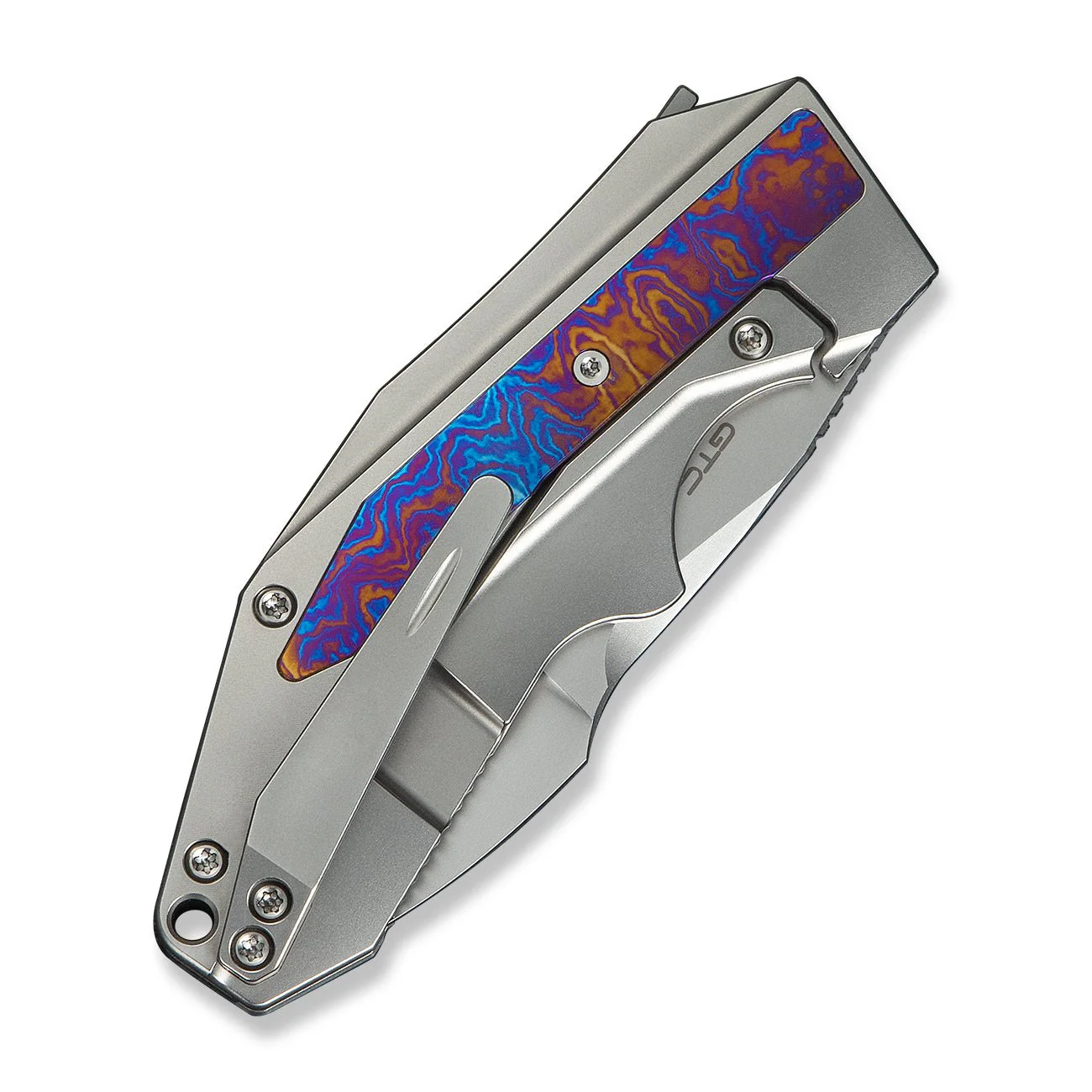 WEKNIFE Coral SLT Flipper Knife Titanium & Timascus Handle (2.95" CPM 20CV Blade) WE24044-4 - Image 7