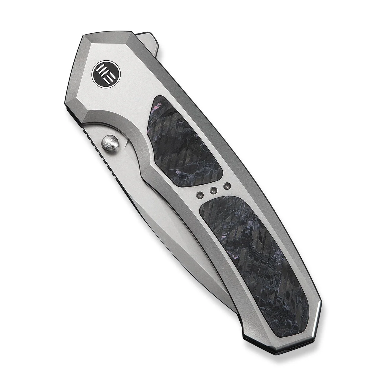 WEKNIFE Corwyn Flipper & Thumb Stud Knife Gray Titanium & Carbon Fiber Handle (3.7M390 Blade) WE24088-2 - Image 6