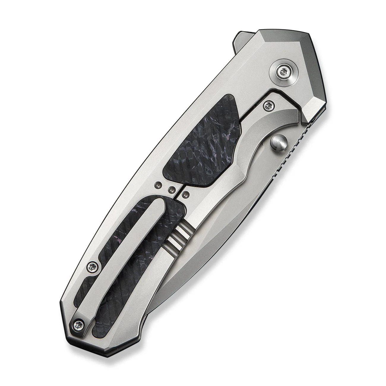 WEKNIFE Corwyn Flipper & Thumb Stud Knife Gray Titanium & Carbon Fiber Handle (3.7M390 Blade) WE24088-2 - Image 7