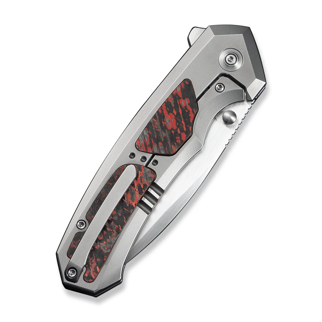 WEKNIFE Corwyn Flipper & Thumb Stud Knife Polished Bead Blasted Titanium & FatCarbon Fiber Handle (3.7" M390 Blade) WE24088-4 - Image 7