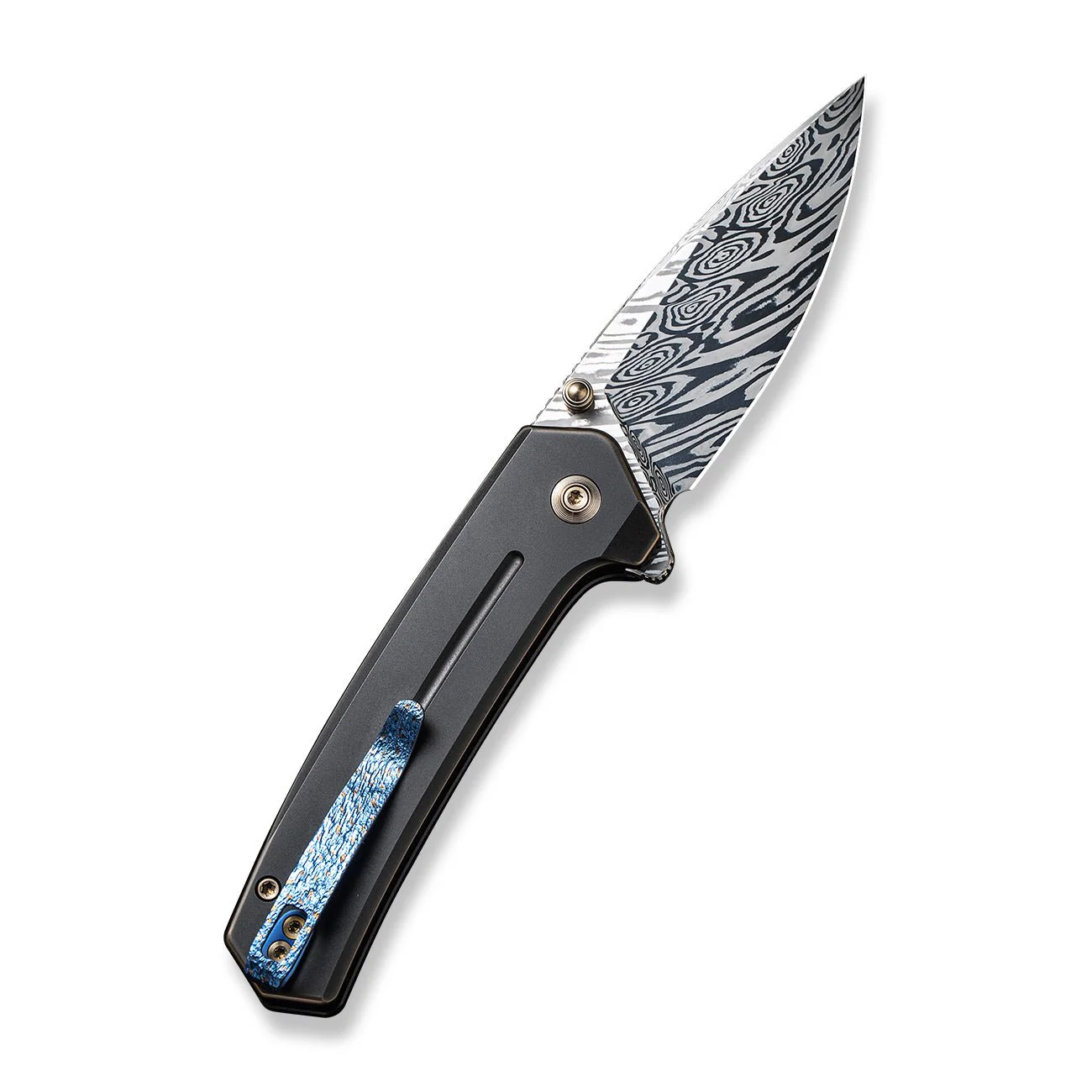 WEKNIFE Culex Flipper & Thumb Stud & Button Lock Knife Titanium Handle (2.97" Damasteel Blade) WE21026B-DS1 - Image 2