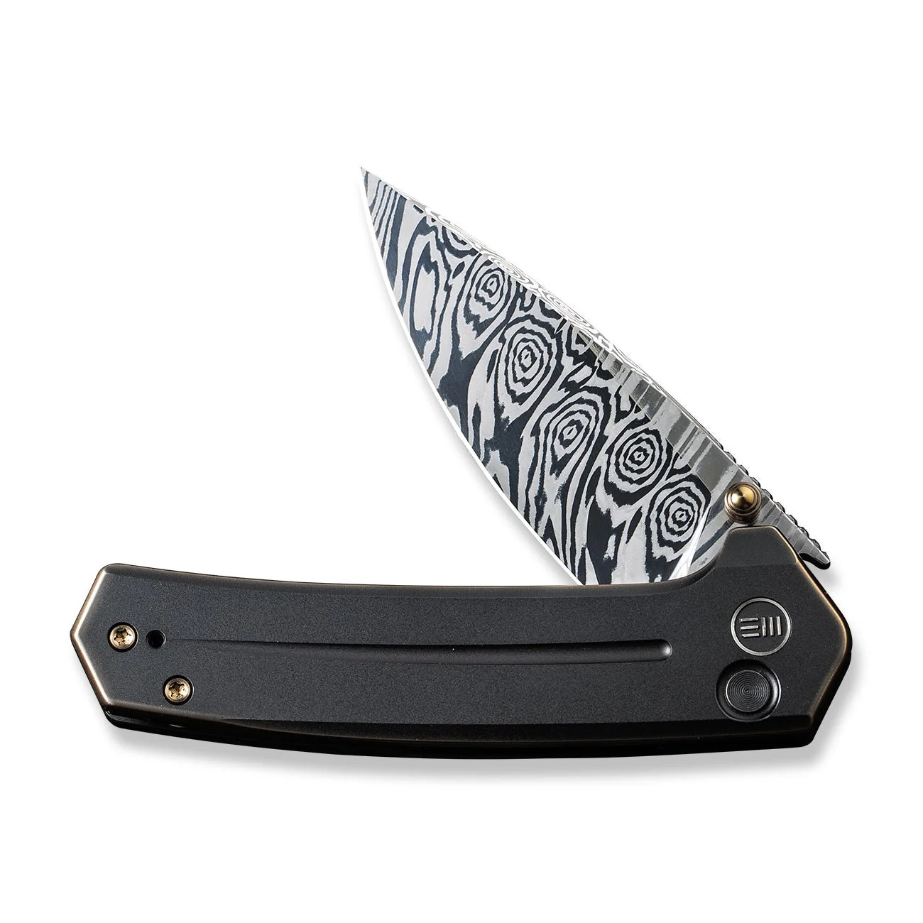 WEKNIFE Culex Flipper & Thumb Stud & Button Lock Knife Titanium Handle (2.97" Damasteel Blade) WE21026B-DS1 - Image 4