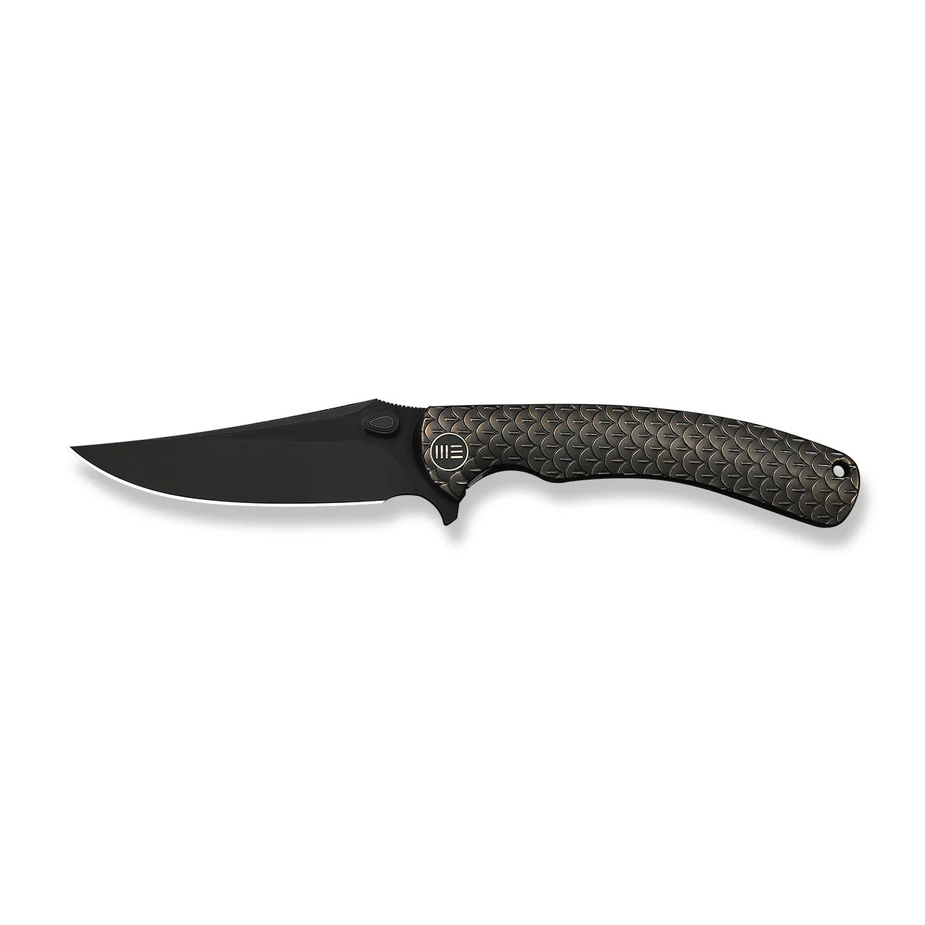 WEKNIFE Dracarys Flipper & Thumb Stud Knife Bronze & Black Titanium Handle (3.58" Black Stonewashed Bevels, Black Brushed Flats Bohler M390 Blade) WE25061B-4 - Image 4