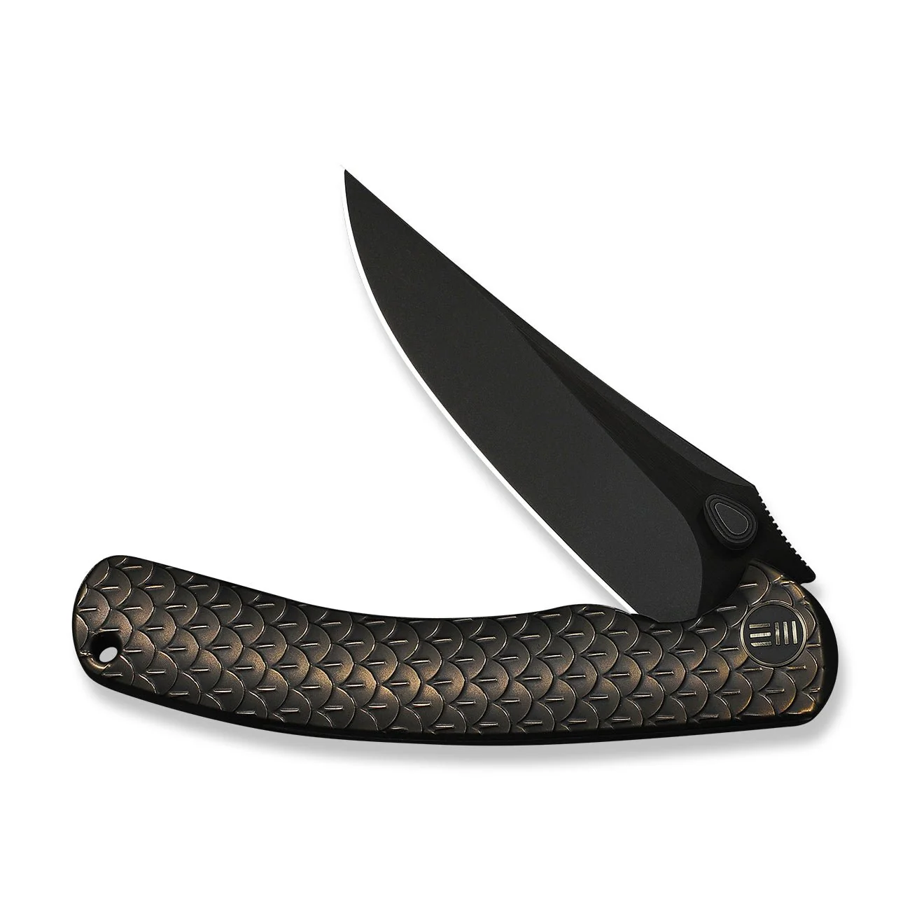 WEKNIFE Dracarys Flipper & Thumb Stud Knife Bronze & Black Titanium Handle (3.58" Black Stonewashed Bevels, Black Brushed Flats Bohler M390 Blade) WE25061B-4 - Image 5