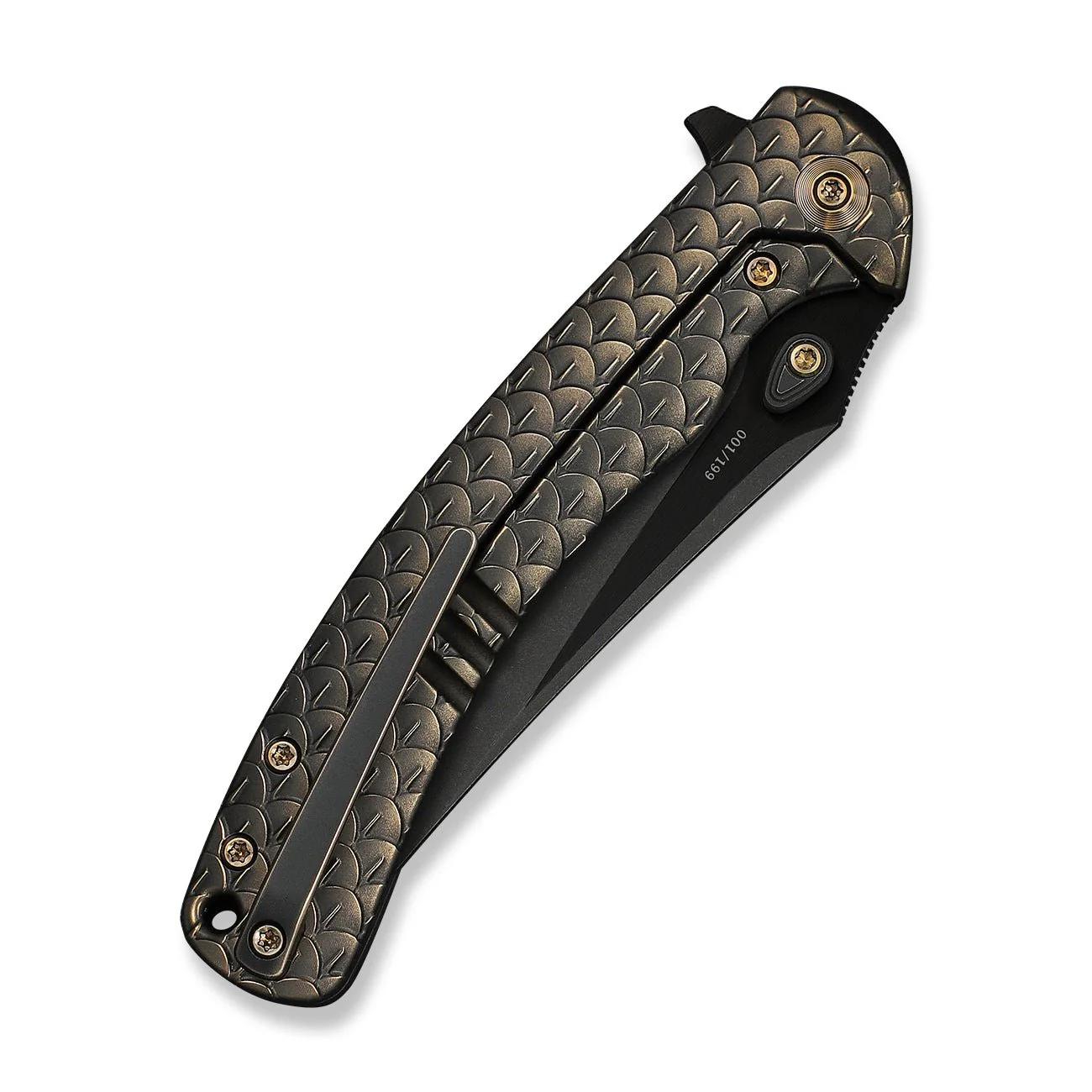 WEKNIFE Dracarys Flipper & Thumb Stud Knife Bronze & Black Titanium Handle (3.58" Black Stonewashed Bevels, Black Brushed Flats Bohler M390 Blade) WE25061B-4 - Image 7