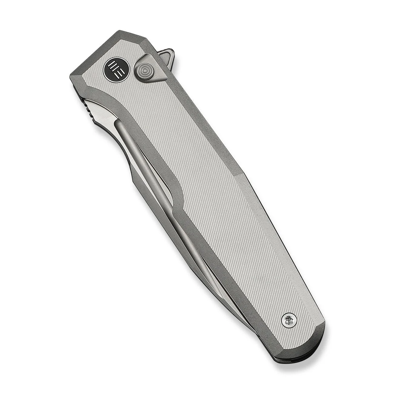 WEKNIFE Dressytak Flipper & Button Lock Knife Gray Titanium Handle (3.37" Satin Finished Bohler M390 Blade) WE25059-2 - Image 6
