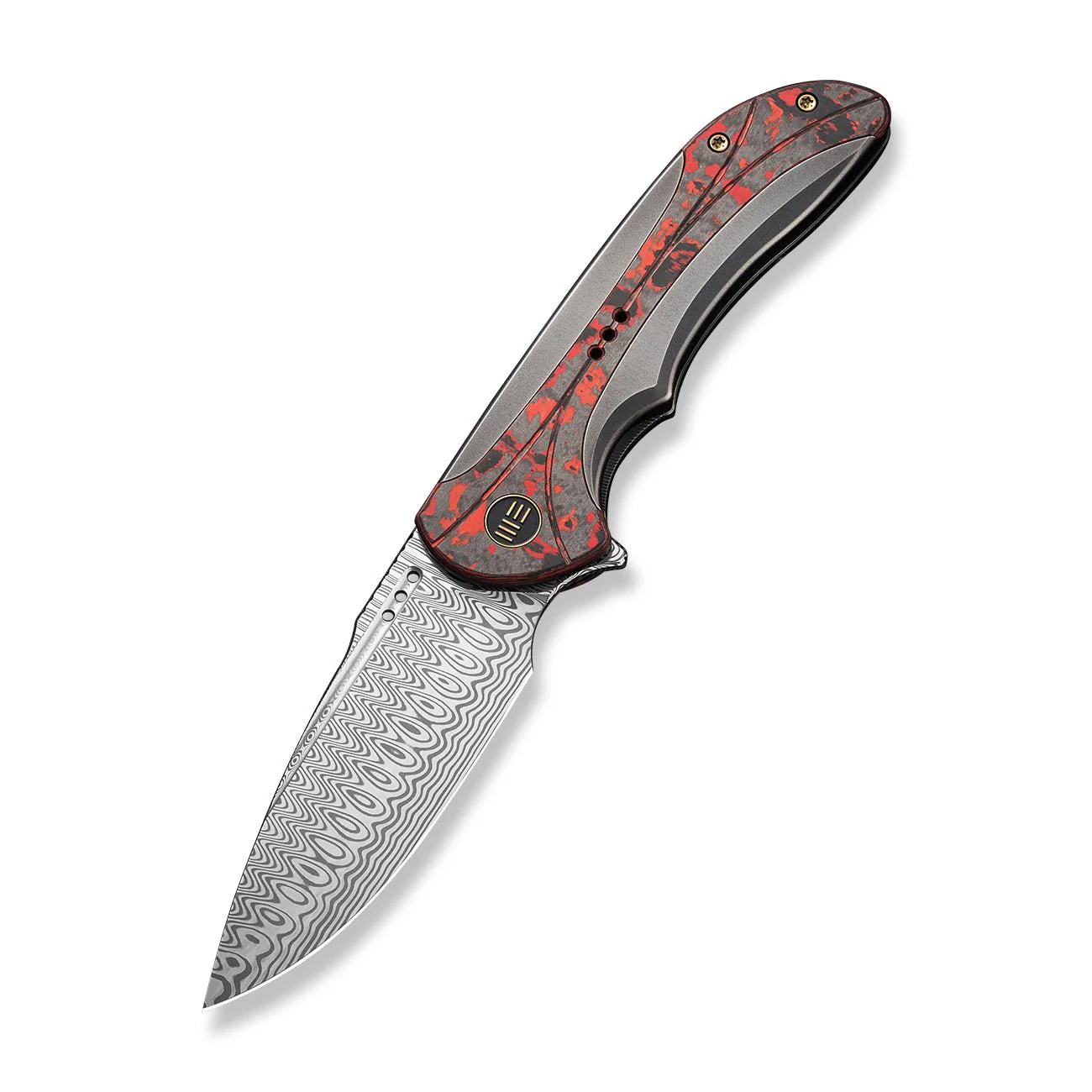 WEKNIFE Equivik Flipper Knife Titanium & FatCarbon Fiber Handle (3.48" Damasteel Blade) WE23020-DS1 - Image 4