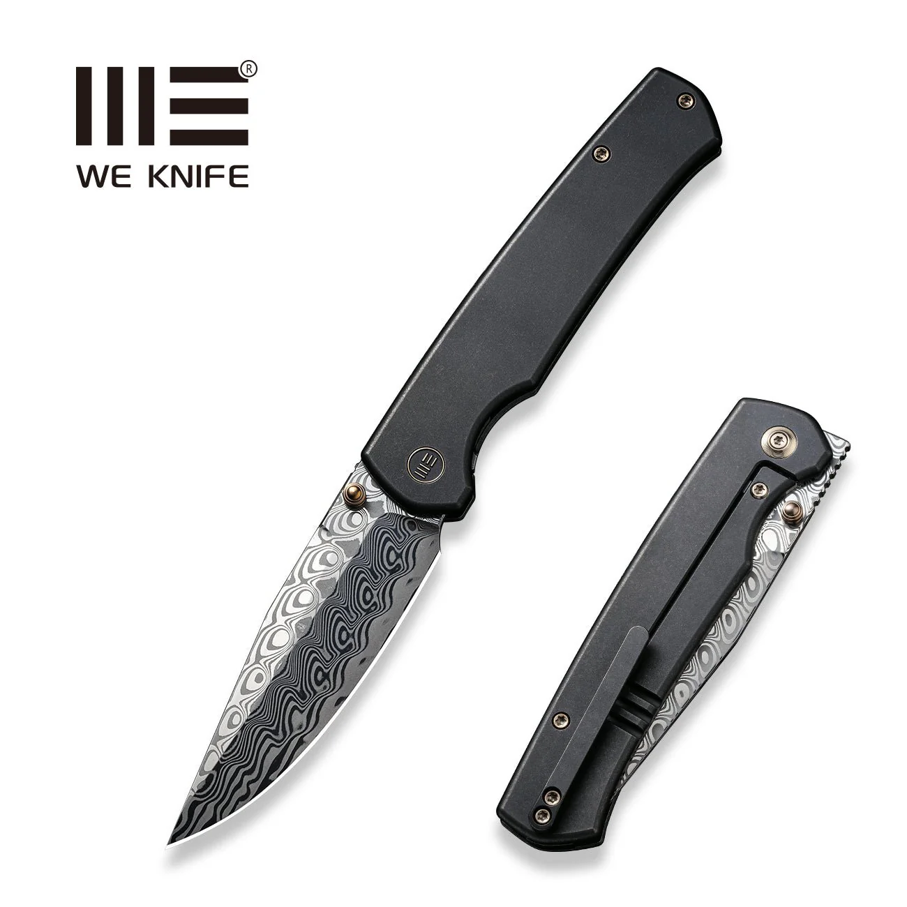 WEKNIFE Evoke Thumb Stud & Front Flipper Knife Titanium Handle (3.48" Damasteel) WE21046-DS1