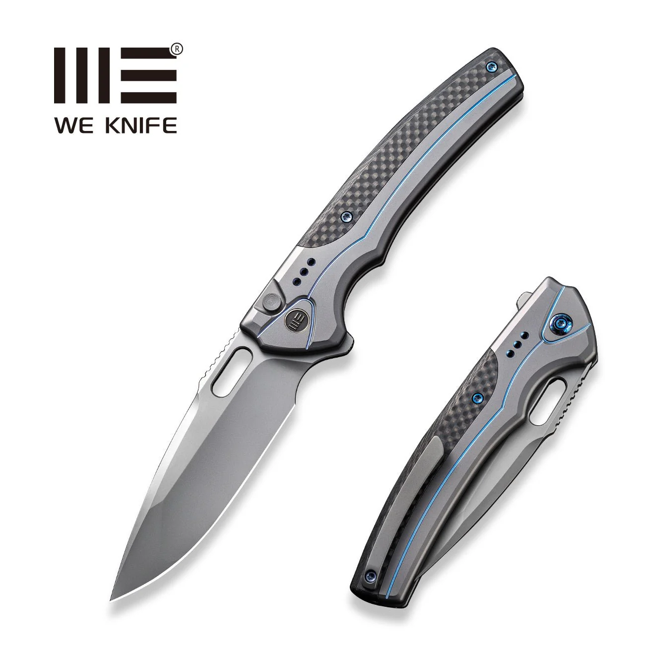 WEKNIFE Exciton Flipper & Thumb Hole & Button Lock Knife Titanium Handle (3.68" CPM 20CV Blade) WE22038A-3