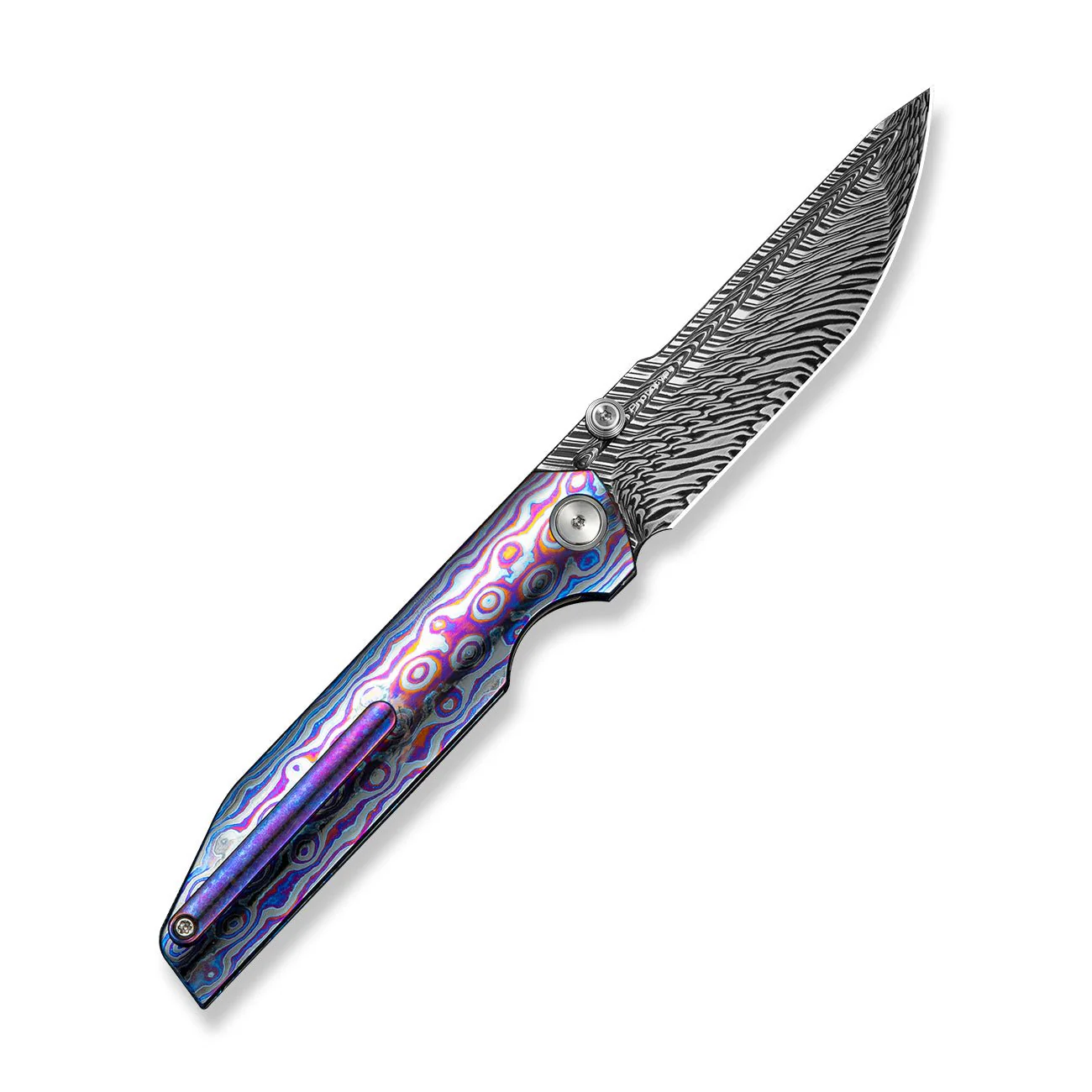 WEKNIFE Exponent Flipper & Thumb Stud Knife Flamed Polished Zirmascus Integral Handle (3.74" Fafnir Damasteel Blade) WE25090B Sample1 - Image 2