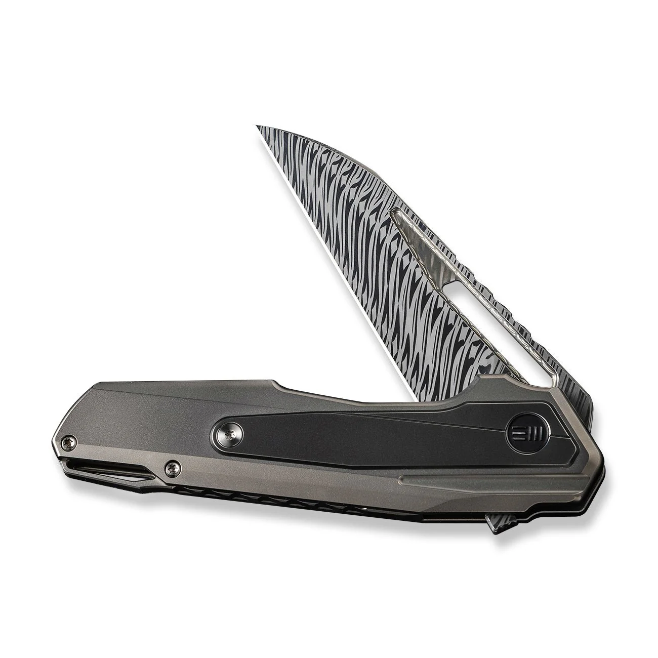 WEKNIFE Falcaria Flipper & Thumb Hole Knife Titanium Handle (3.64" Damasteel Blade) WE23012B-DS1 - Image 5