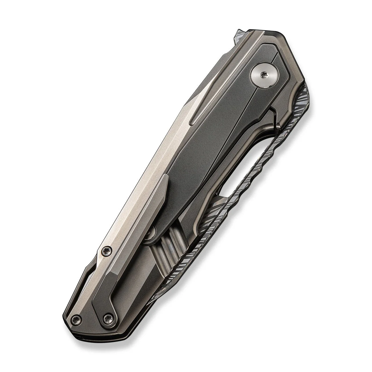 WEKNIFE Falcaria Flipper & Thumb Hole Knife Titanium Handle (3.64" Damasteel Blade) WE23012B-DS1 - Image 7