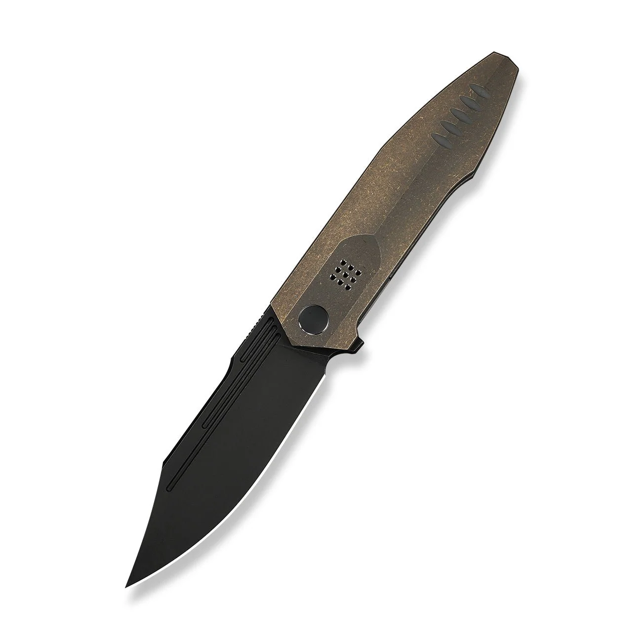 WEKNIFE Flight Line Flipper Knife Bronze Titanium Handle (3.81" Black Stonewashed Bohler M390 Blade) WE23089-2 - Image 3