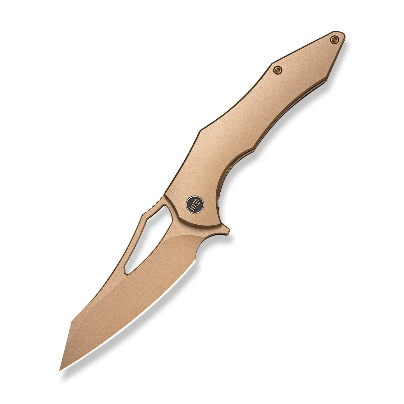 WEKNIFE Ghost Shark Flipper & Thumb Hole Knife Tan Titanium Handle (3.40" Tan Stonewashed Bohler M390 Blade) WE25085 Sample1 - Image 3