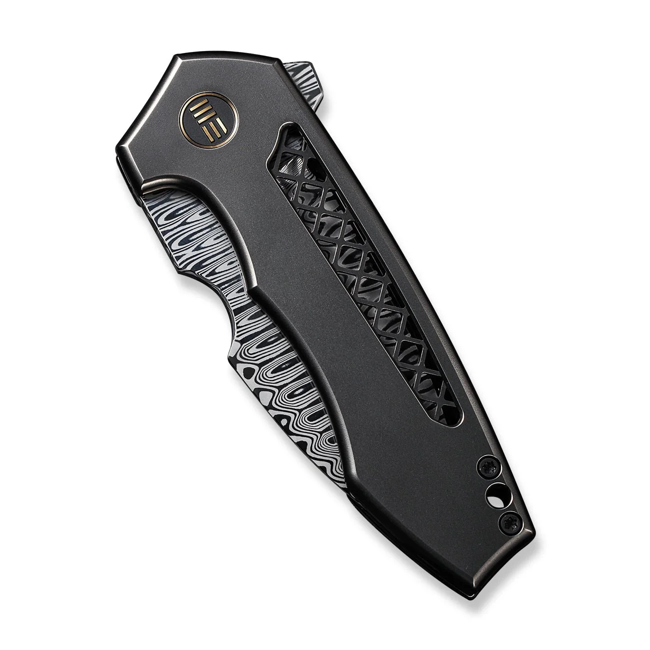 WEKNIFE Harpen Flipper Knife Titanium Handle (2.98" Damasteel Blade) WE23019-DS1 - Image 6