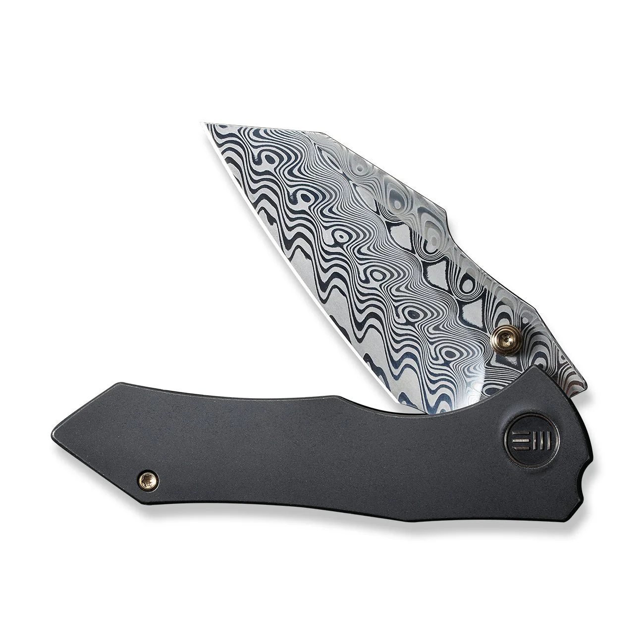 WEKNIFE High-Fin Thumb Stud Knife Titanium Handle (2.98" Damasteel Blade) WE22005-DS1 - Image 5
