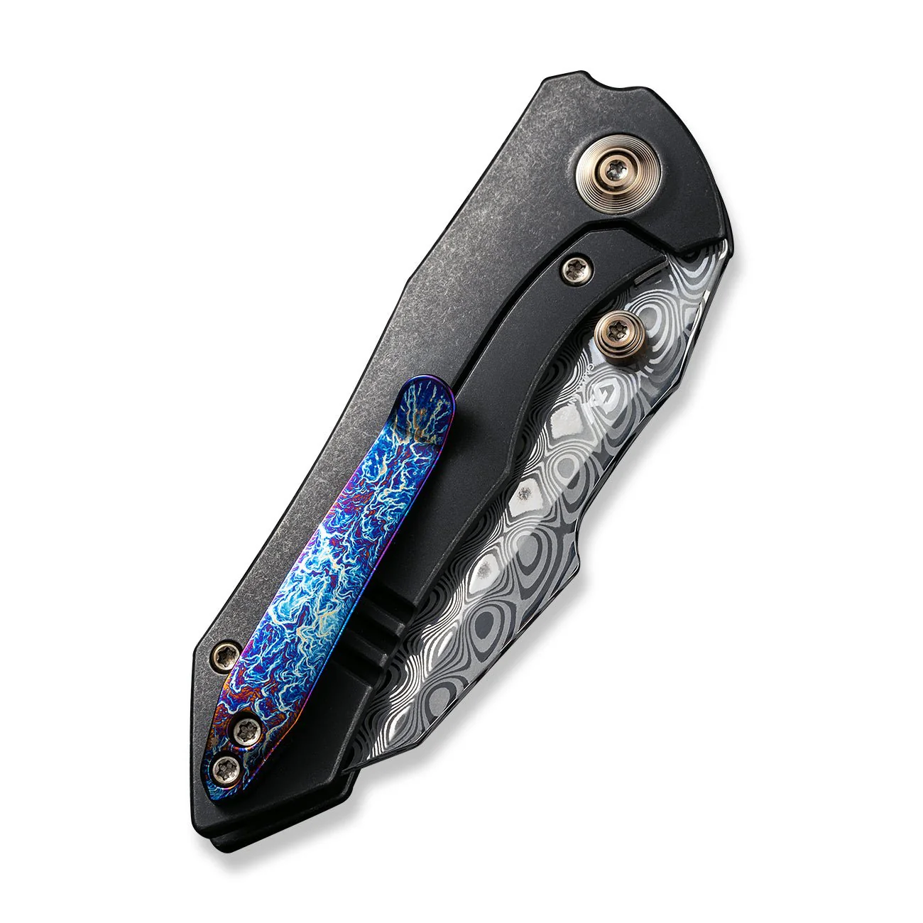 WEKNIFE High-Fin Thumb Stud Knife Titanium Handle (2.98" Damasteel Blade) WE22005-DS1 - Image 7