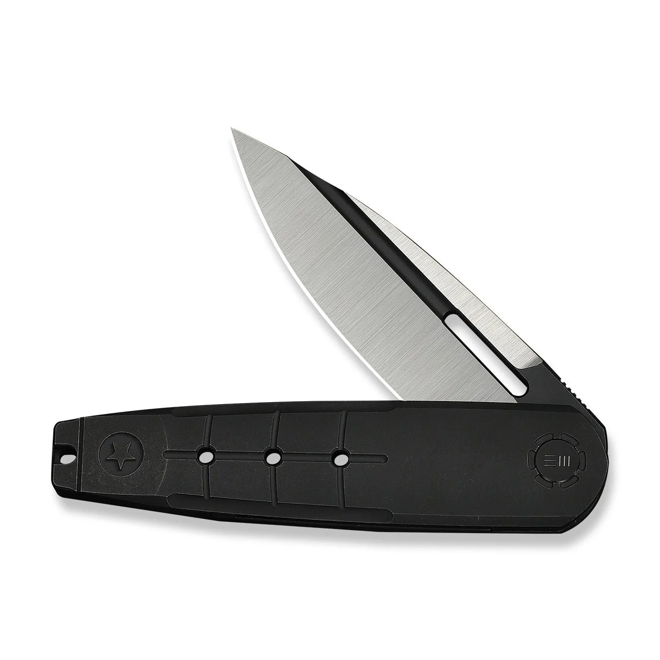 WEKNIFE Hull Flipper Knife Black Titanium Handle & Endcap (3.89" Hand Polished Satin Bohler M390 Blade, Black Stonewashed Flat) WE24046-1 - Image 5