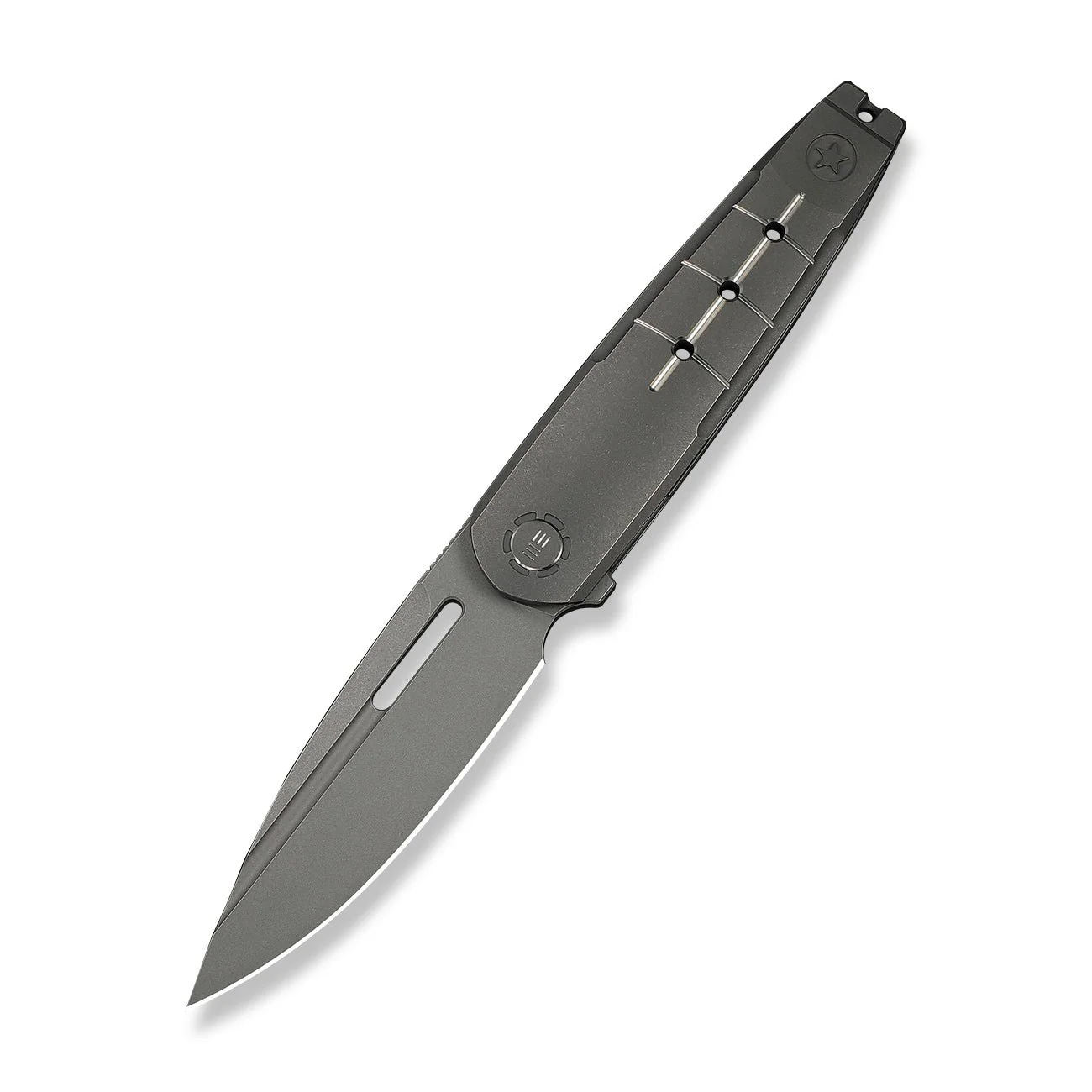 WEKNIFE Hull Flipper Knife Gray Titanium Handle & Endcap (3.89" Gray Stonewashed Bohler M390 Blade) WE24046-2 - Image 3