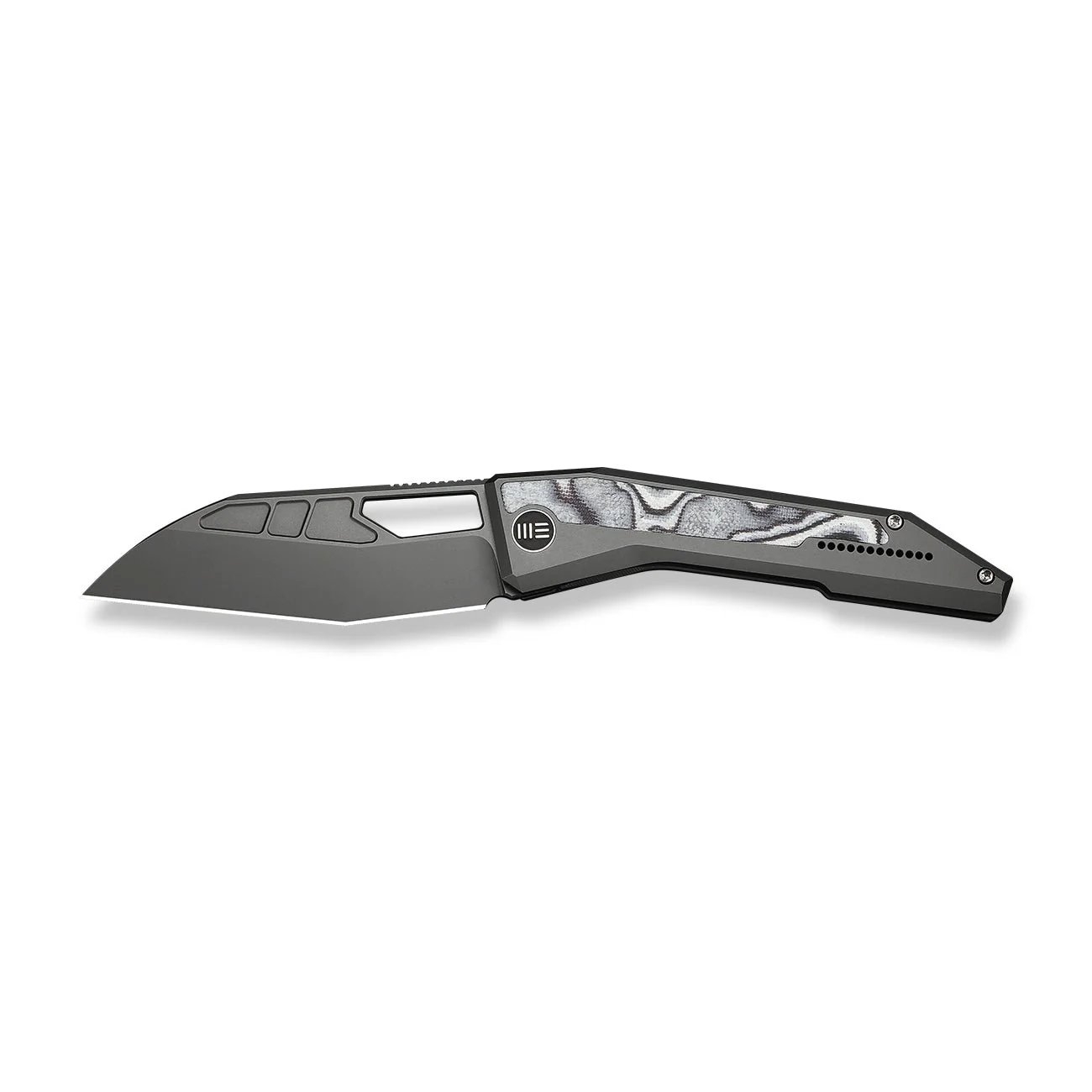 WEKNIFE Inceptus Front Flipper & Thumb Hole Knife Dark Gray Titanium Handle With White & Black G10 Inlay (3.57" Gray Stonewashed Bohler M390 Blade) WE25017-1 - Image 4
