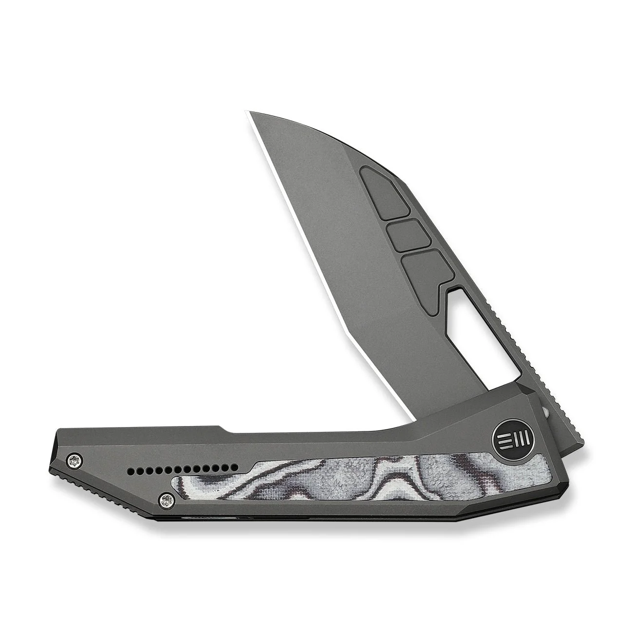 WEKNIFE Inceptus Front Flipper & Thumb Hole Knife Dark Gray Titanium Handle With White & Black G10 Inlay (3.57" Gray Stonewashed Bohler M390 Blade) WE25017-1 - Image 5