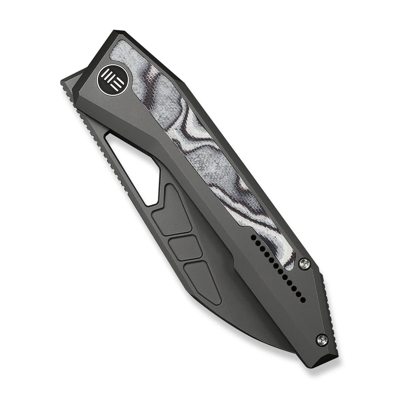 WEKNIFE Inceptus Front Flipper & Thumb Hole Knife Dark Gray Titanium Handle With White & Black G10 Inlay (3.57" Gray Stonewashed Bohler M390 Blade) WE25017-1 - Image 6
