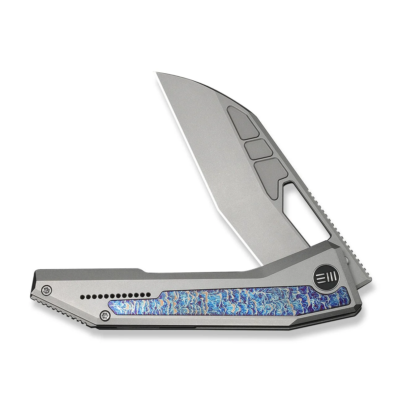 WEKNIFE Inceptus Front Flipper & Thumb Hole Knife Gray Titanium Handle With Flamed Titanium Inlay (3.57" Stonewashed Bohler M390 Blade) WE25017-2 - Image 5
