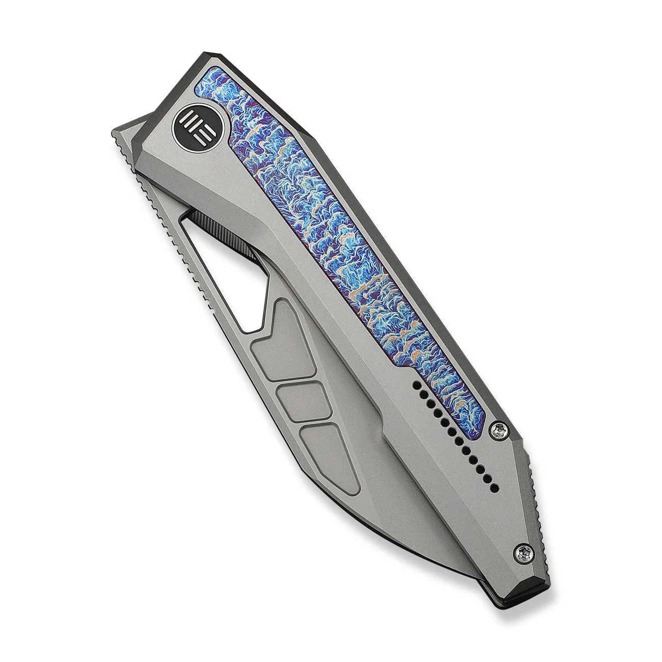 WEKNIFE Inceptus Front Flipper & Thumb Hole Knife Gray Titanium Handle With Flamed Titanium Inlay (3.57" Stonewashed Bohler M390 Blade) WE25017-2 - Image 6