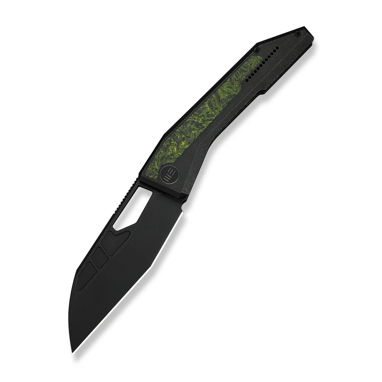WEKNIFE Inceptus Front Flipper & Thumb Hole Knife Black Titanium Handle With Green & Black Carbon Fiber Inlay (3.57" Black Stonewashed Bohler M390 Blade) WE25017-3 - Image 3