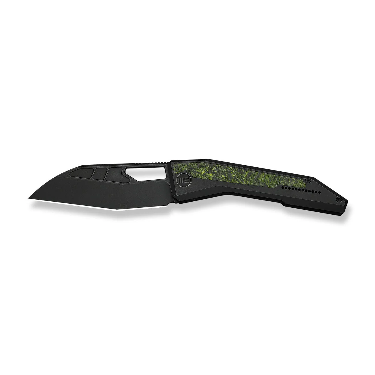 WEKNIFE Inceptus Front Flipper & Thumb Hole Knife Black Titanium Handle With Green & Black Carbon Fiber Inlay (3.57" Black Stonewashed Bohler M390 Blade) WE25017-3 - Image 4
