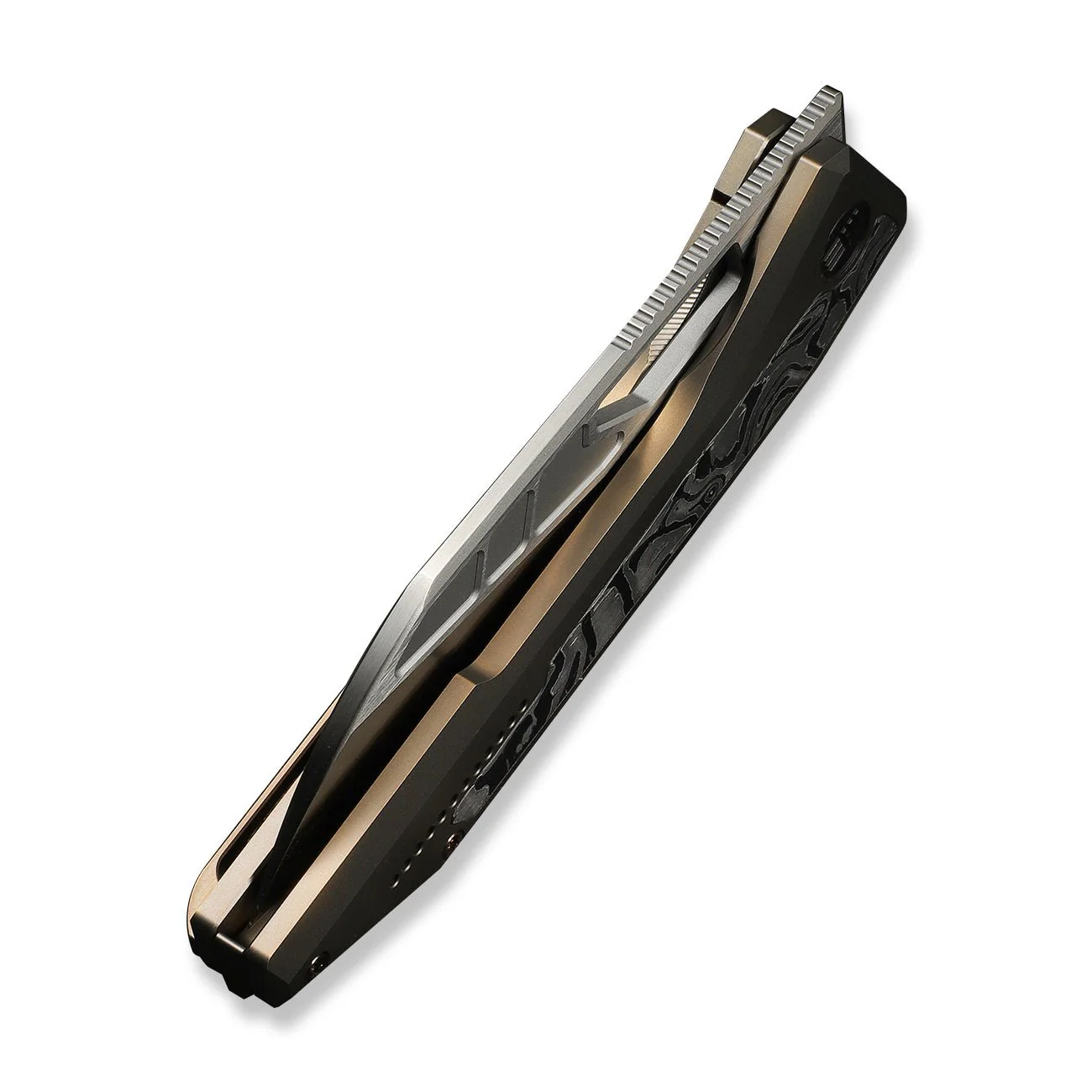 WEKNIFE Inceptus Front Flipper & Thumb Hole Knife Champagne Titanium Handle With Aluminum Foil Carbon Fiber Inlay (3.57" Satin Finished Bohler M390 Blade) WE25017-4 - Image 8