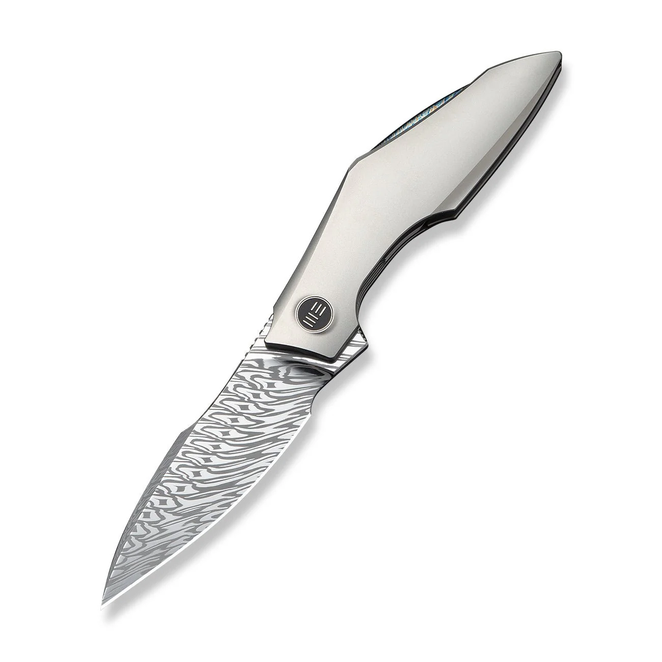WEKNIFE Krait Snake Flipper Knife Gray Titanium Handle (3.34" Fafnir Damasteel Blade) WE24084-DS1 - Image 3