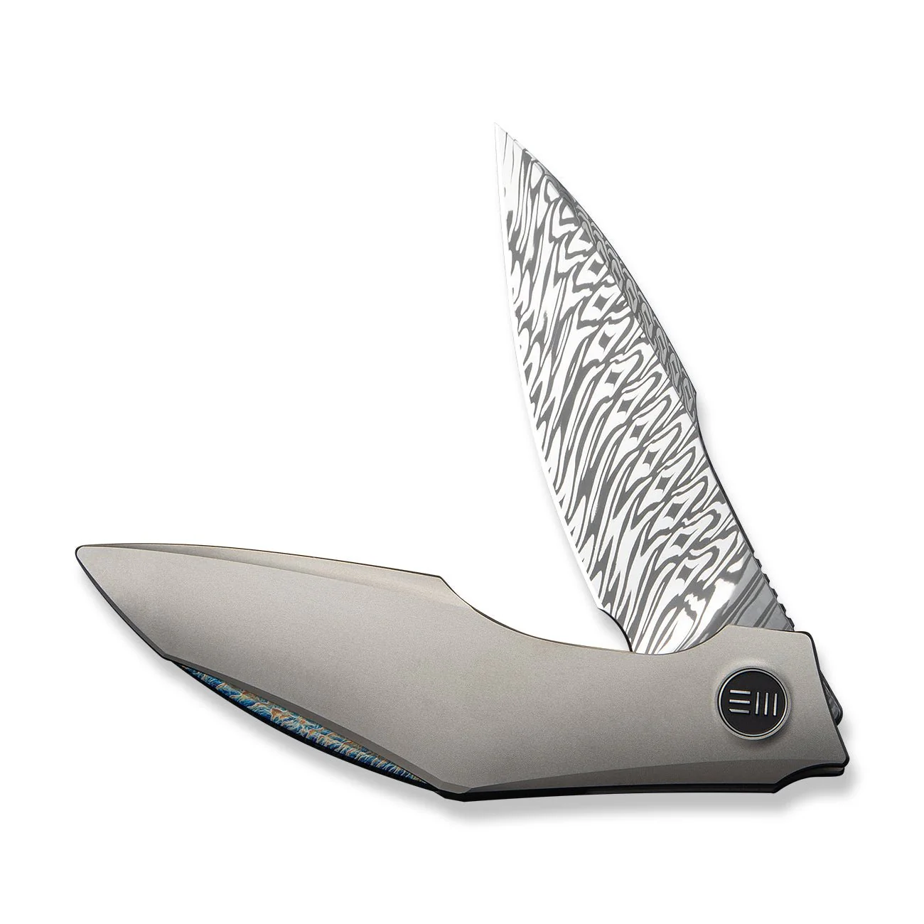 WEKNIFE Krait Snake Flipper Knife Gray Titanium Handle (3.34" Fafnir Damasteel Blade) WE24084-DS1 - Image 5