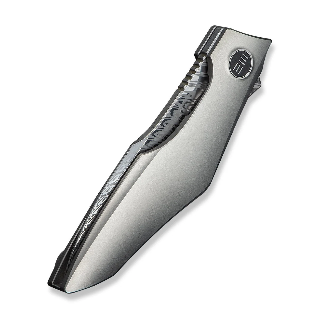 WEKNIFE Krait Snake Flipper Knife Gray Titanium Handle (3.34" Fafnir Damasteel Blade) WE24084-DS1 - Image 8