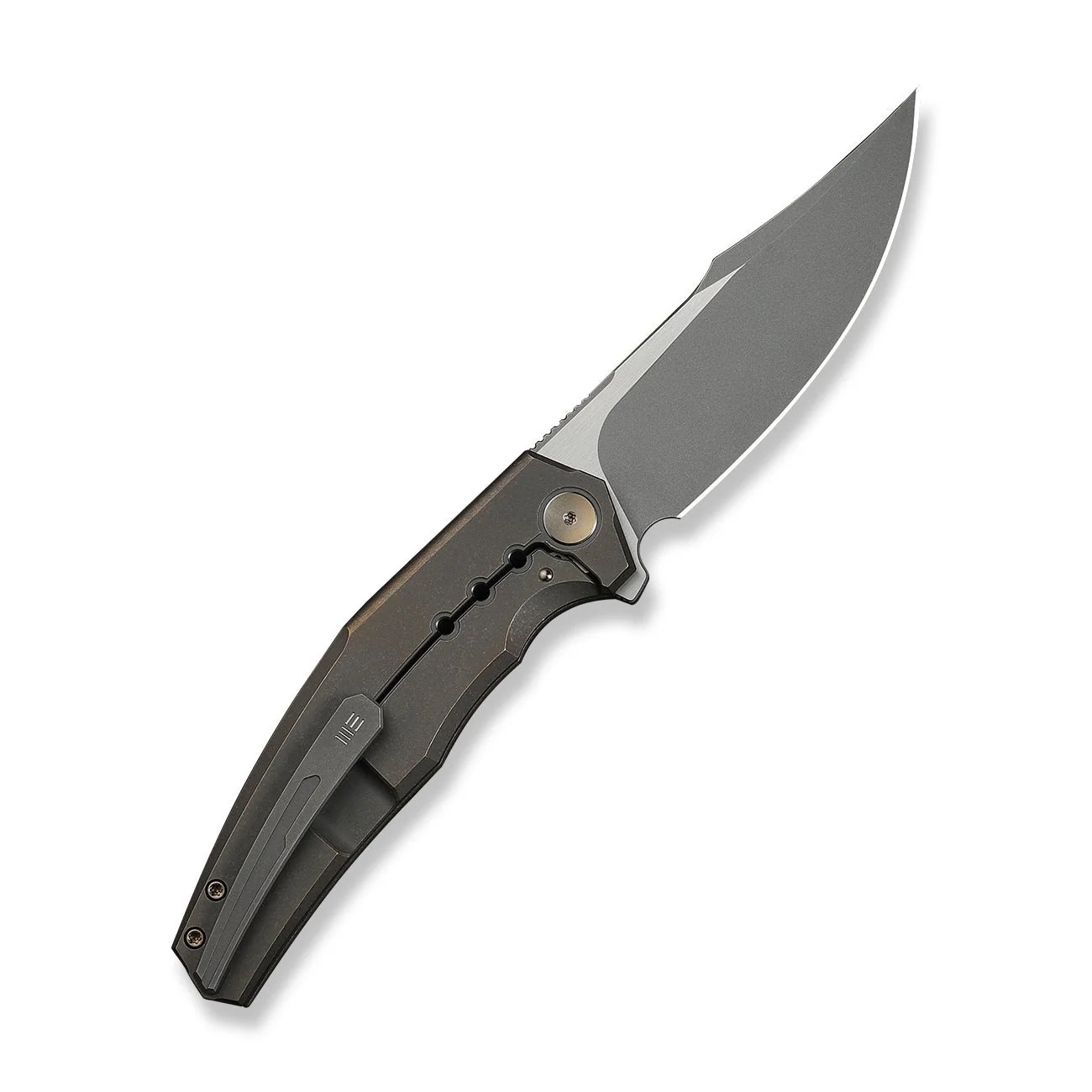 WEKNIFE Kyklos Flipper Knife Bronze Titanium Handle (3.79" Gray Stonewashed Bohler M390 Blade, Satin Flat) WE23086-2 - Image 2