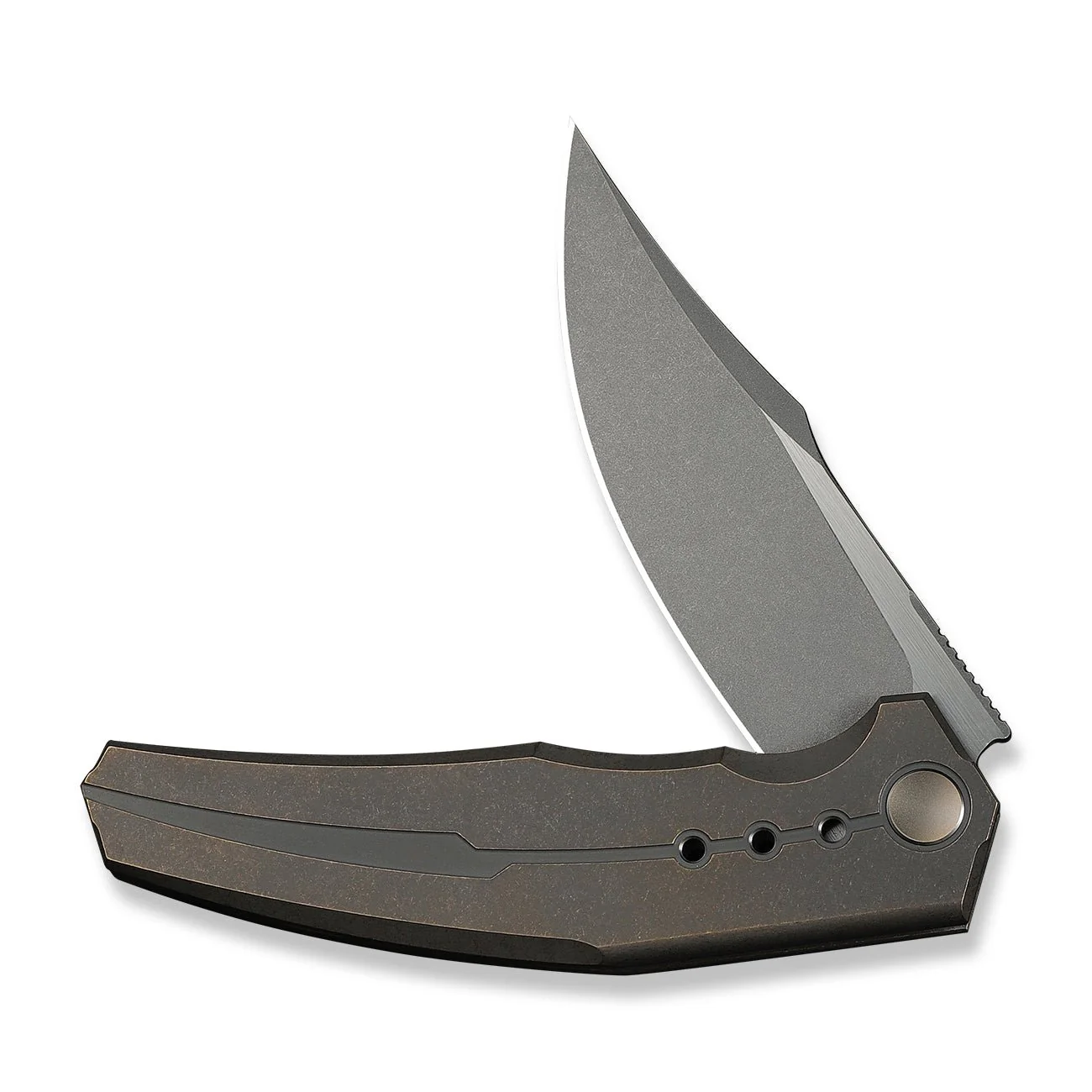 WEKNIFE Kyklos Flipper Knife Bronze Titanium Handle (3.79" Gray Stonewashed Bohler M390 Blade, Satin Flat) WE23086-2 - Image 5