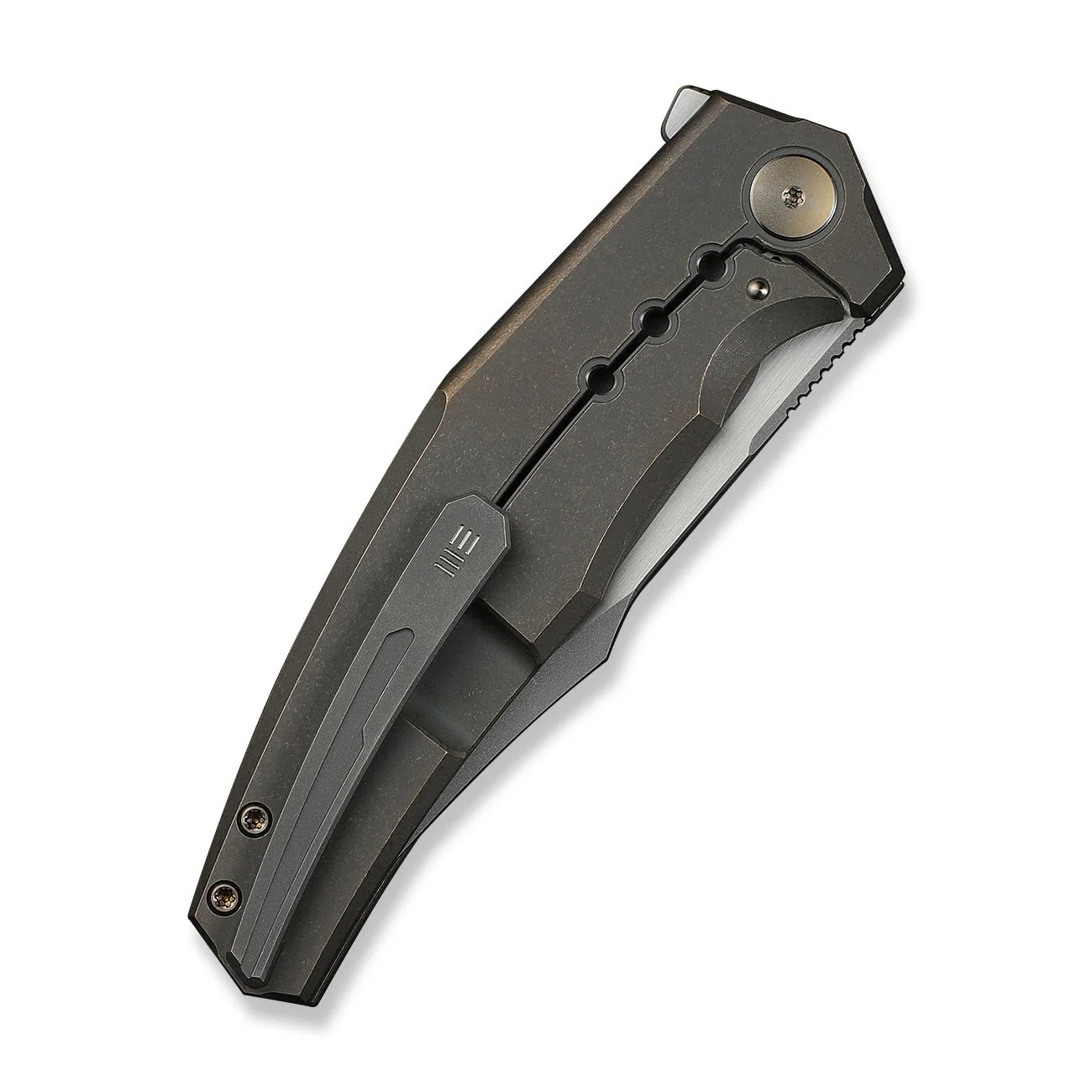 WEKNIFE Kyklos Flipper Knife Bronze Titanium Handle (3.79" Gray Stonewashed Bohler M390 Blade, Satin Flat) WE23086-2 - Image 7