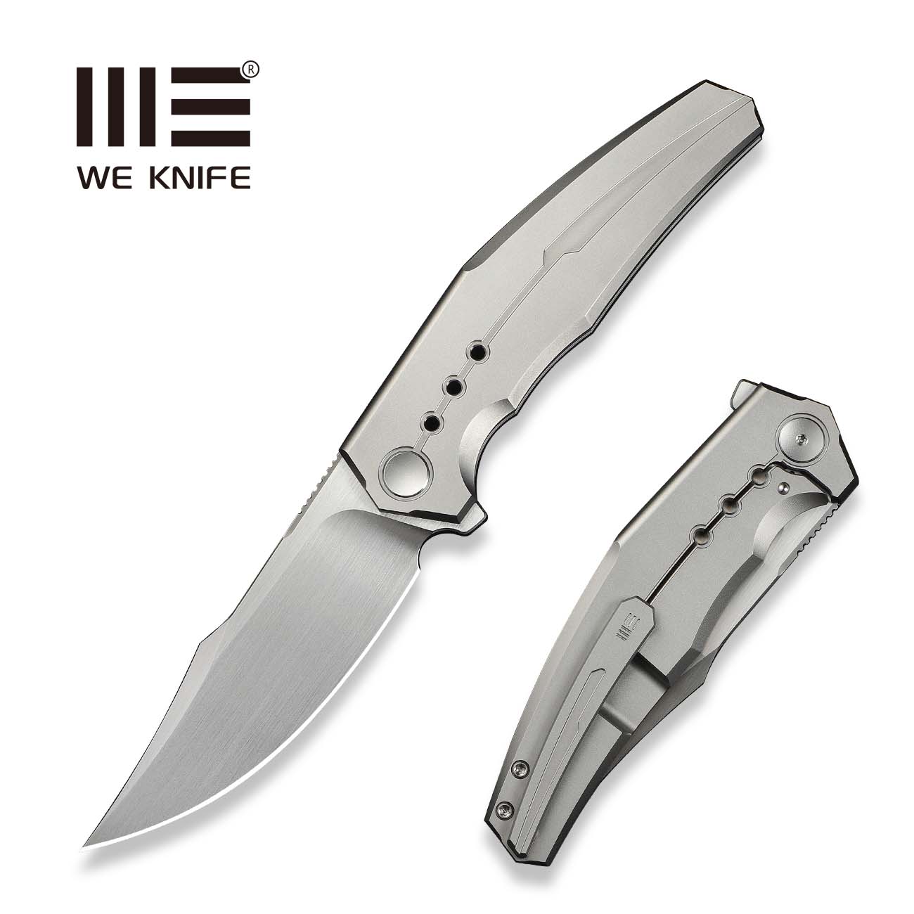 WEKNIFE Kyklos Flipper Knife Gray Titanium Handle (3.79" Hand Rubbed Satin Bohler M390 Blade) WE23086-4