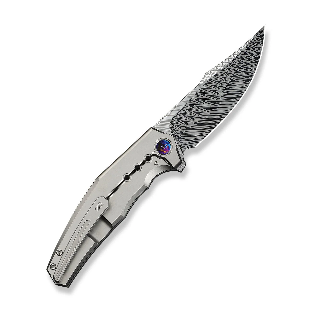 WEKNIFE Kyklos Flipper Knife Gray Titanium Handle (3.79" Fafnir Damasteel Blade) WE23086-DS1 - Image 2