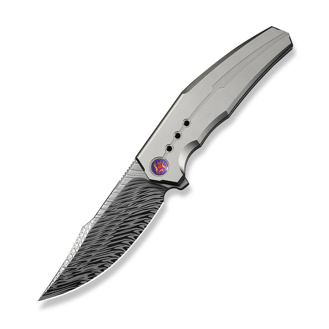 WEKNIFE Kyklos Flipper Knife Gray Titanium Handle (3.79" Fafnir Damasteel Blade) WE23086-DS1 - Image 3