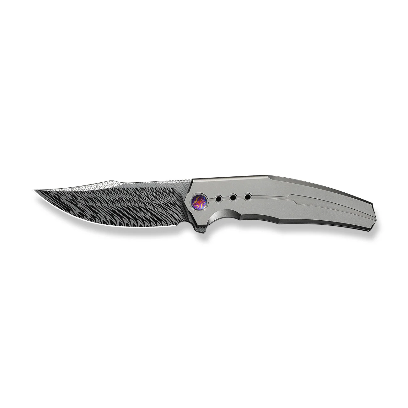 WEKNIFE Kyklos Flipper Knife Gray Titanium Handle (3.79" Fafnir Damasteel Blade) WE23086-DS1 - Image 4