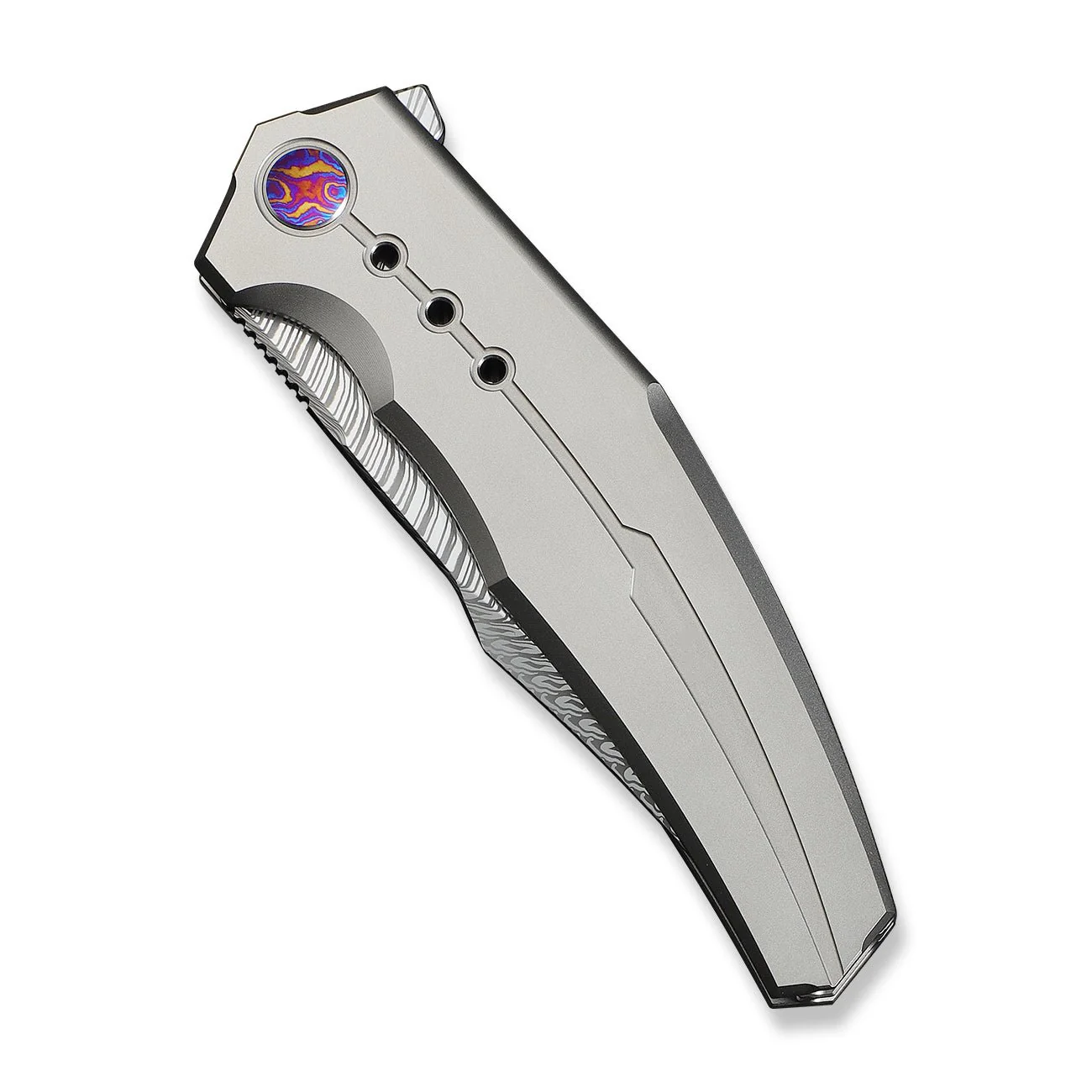 WEKNIFE Kyklos Flipper Knife Gray Titanium Handle (3.79" Fafnir Damasteel Blade) WE23086-DS1 - Image 6